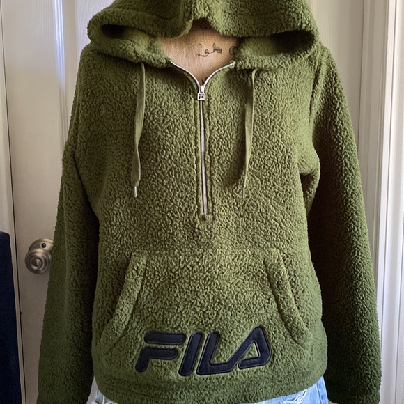 EUC FILA Sherpa Hoodie Jacket-Medium - Picture 2 of 8